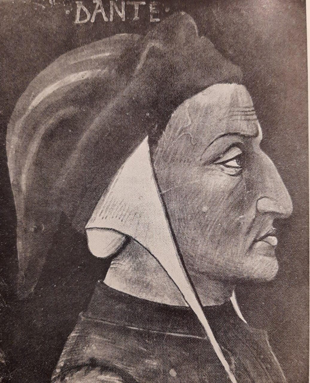 Fig. 1 - Profilo di Dante Alighieri, da un codice della Biblioteca Riccardiana di Firenze