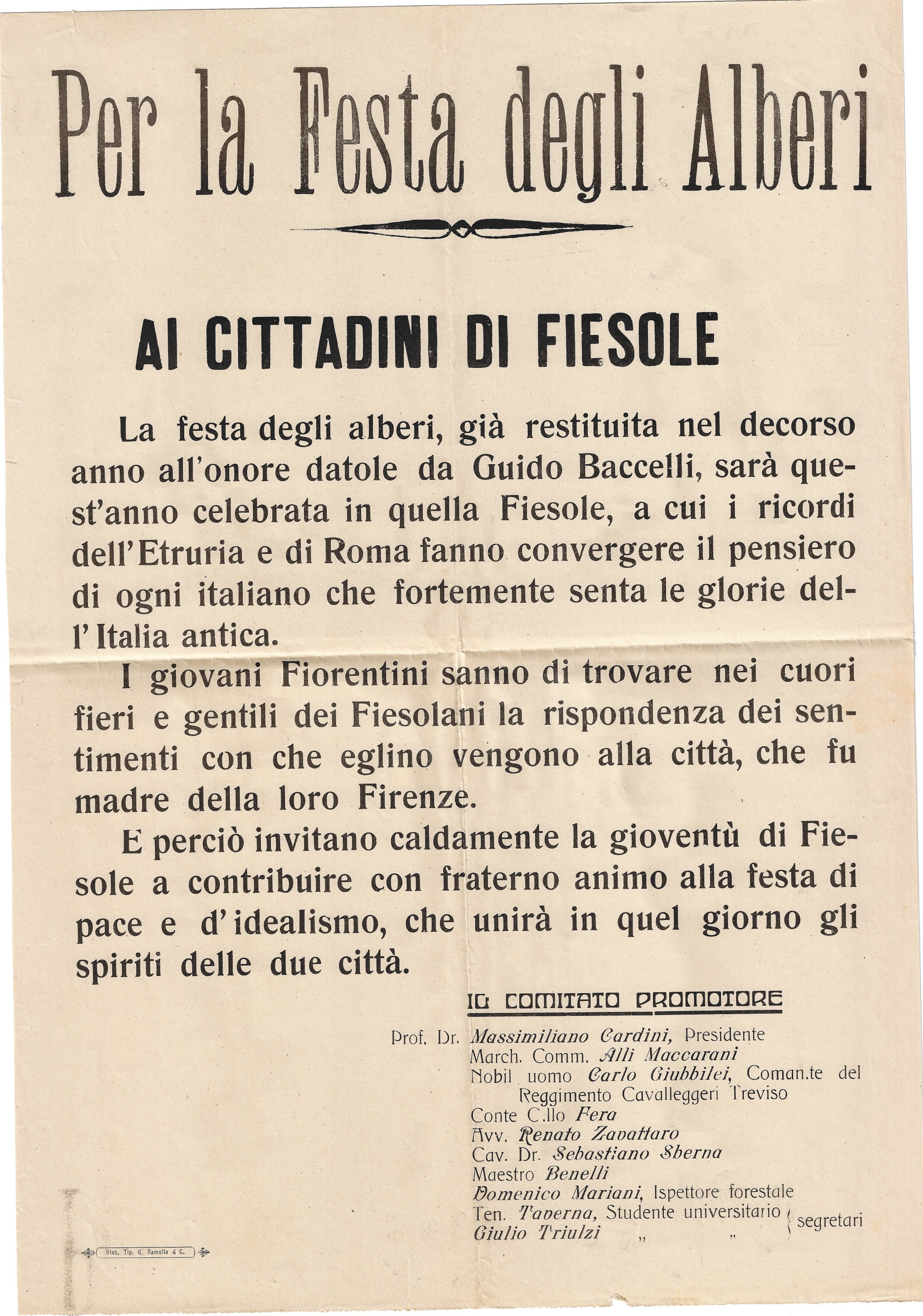 Fig. 1 - Manifesto della Festa degli alberi del 1922